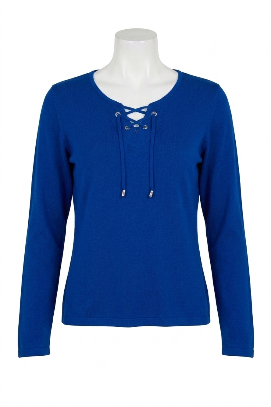 NEW ANGEL APPAREL v-neck grommet top in cadet